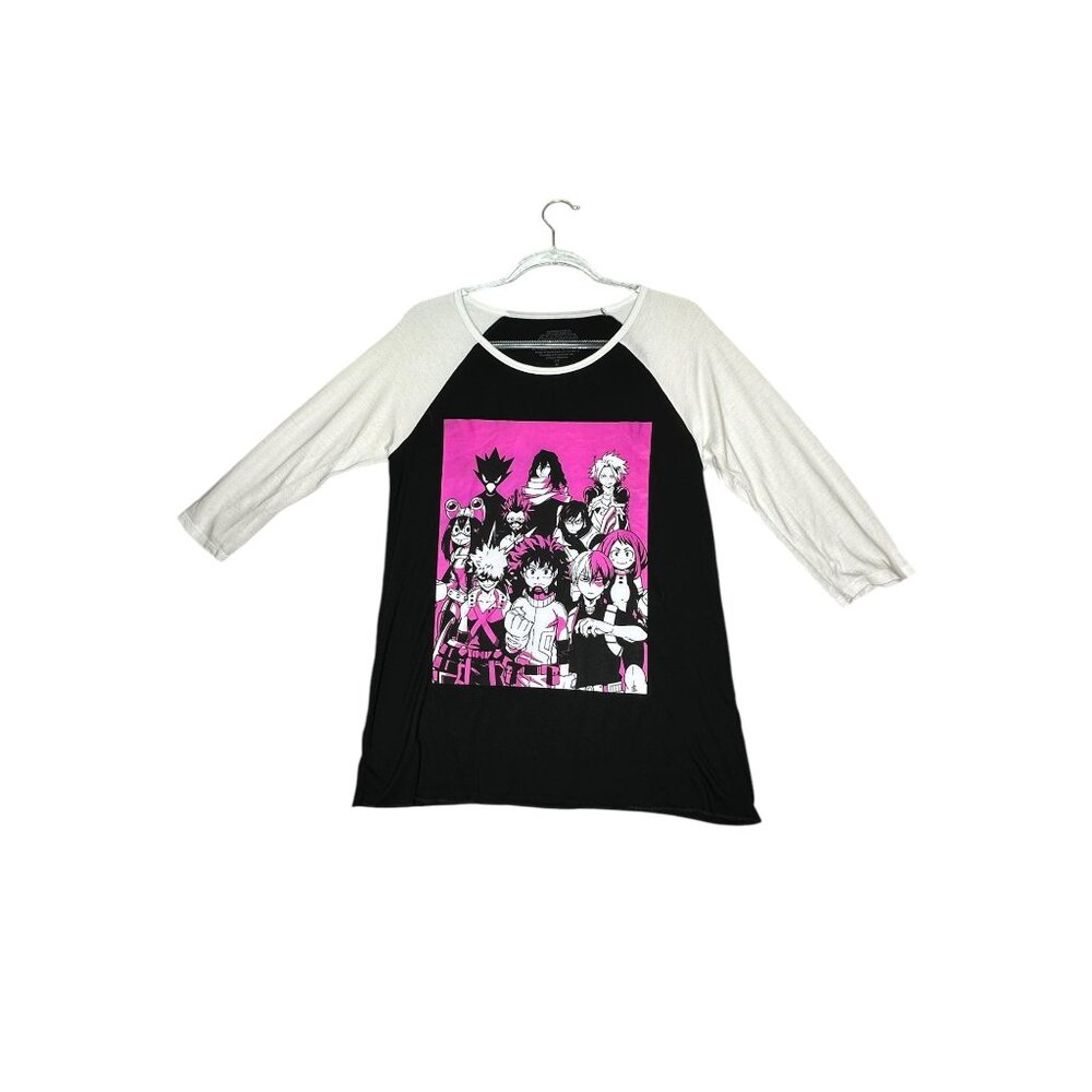 My Hero Academia Funimation Raglan Tee Shirt Top Black White Size M Girl